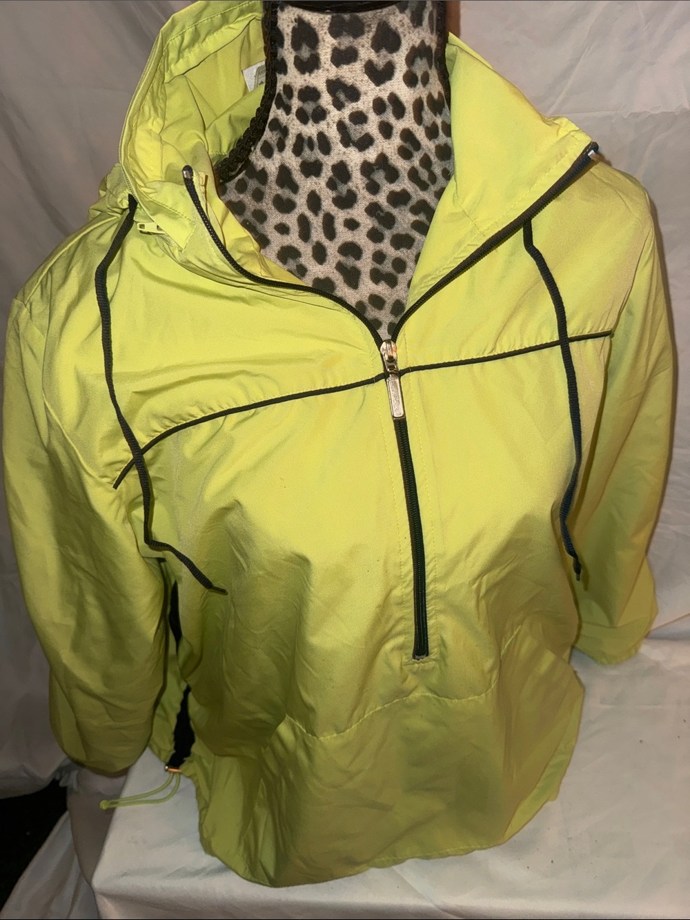Just My Size Neon Yellow Hooded Half-Zip Windbreaker